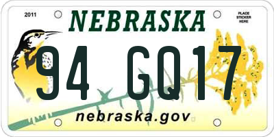 NE license plate 94GQ17