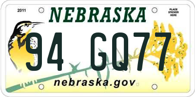 NE license plate 94GQ77