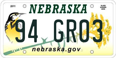 NE license plate 94GR03