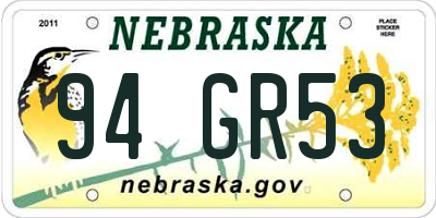 NE license plate 94GR53