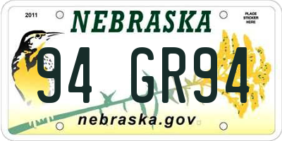 NE license plate 94GR94