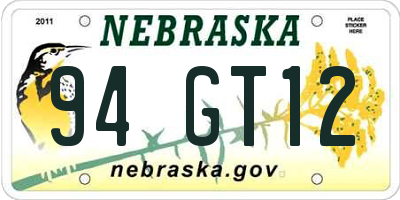 NE license plate 94GT12