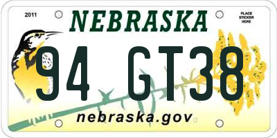 NE license plate 94GT38