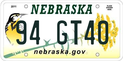 NE license plate 94GT40