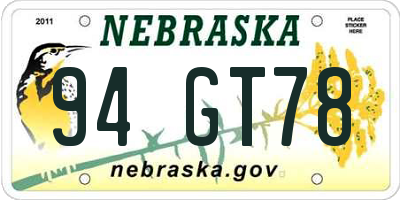 NE license plate 94GT78