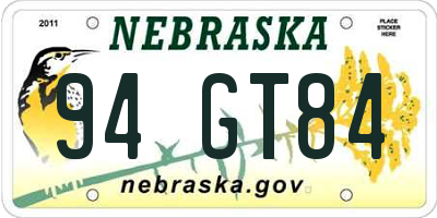 NE license plate 94GT84