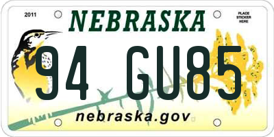 NE license plate 94GU85