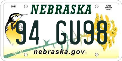 NE license plate 94GU98