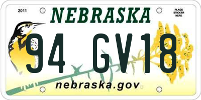 NE license plate 94GV18
