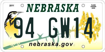 NE license plate 94GW14