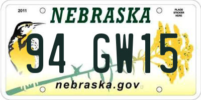 NE license plate 94GW15