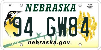 NE license plate 94GW84