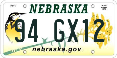 NE license plate 94GX12