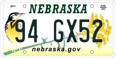 NE license plate 94GX52