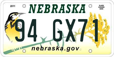 NE license plate 94GX71