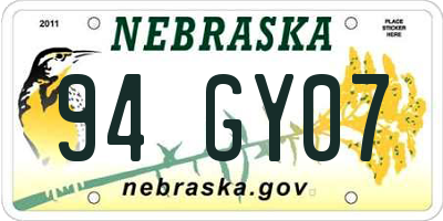NE license plate 94GY07