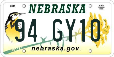 NE license plate 94GY10