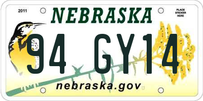 NE license plate 94GY14