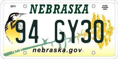 NE license plate 94GY30