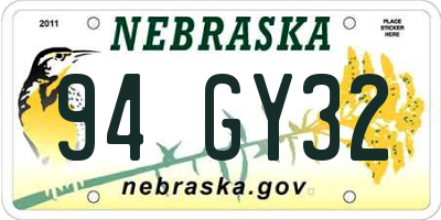 NE license plate 94GY32