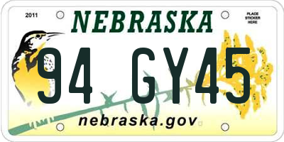 NE license plate 94GY45