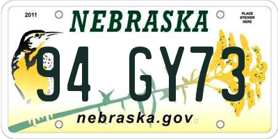 NE license plate 94GY73
