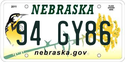 NE license plate 94GY86