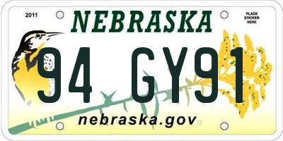NE license plate 94GY91