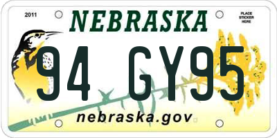 NE license plate 94GY95