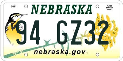 NE license plate 94GZ32