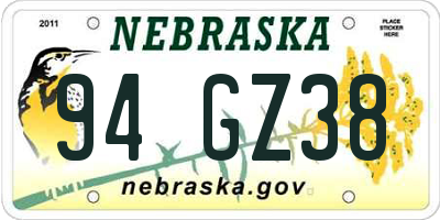 NE license plate 94GZ38