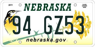 NE license plate 94GZ53