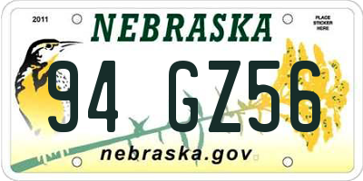 NE license plate 94GZ56