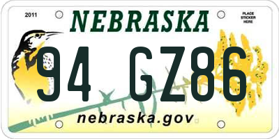 NE license plate 94GZ86