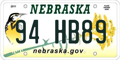 NE license plate 94HB89