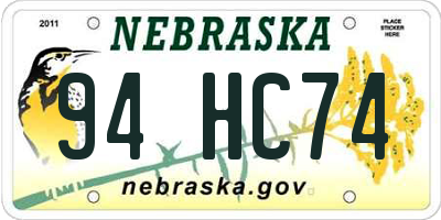 NE license plate 94HC74