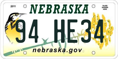 NE license plate 94HE34