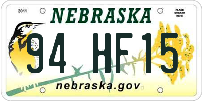 NE license plate 94HF15