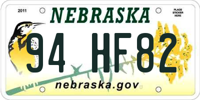 NE license plate 94HF82