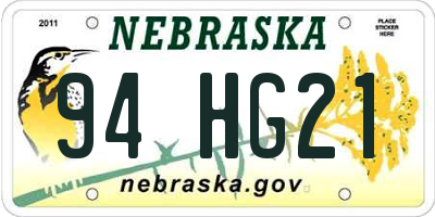 NE license plate 94HG21