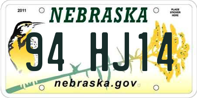 NE license plate 94HJ14