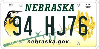 NE license plate 94HJ76