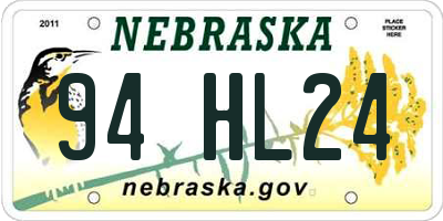 NE license plate 94HL24