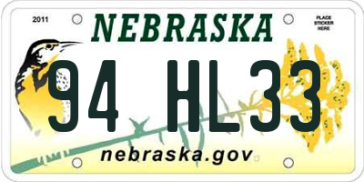 NE license plate 94HL33