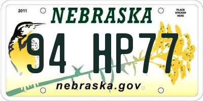 NE license plate 94HP77