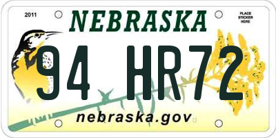 NE license plate 94HR72