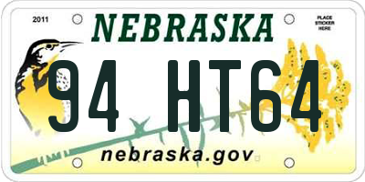NE license plate 94HT64