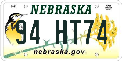 NE license plate 94HT74