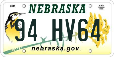 NE license plate 94HV64
