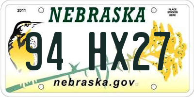 NE license plate 94HX27